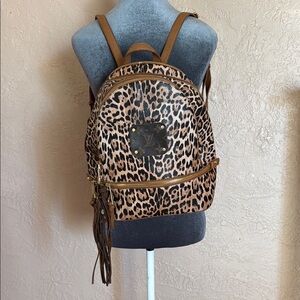 Leopard Print Louis Vuitton Backpack with Brown Accents